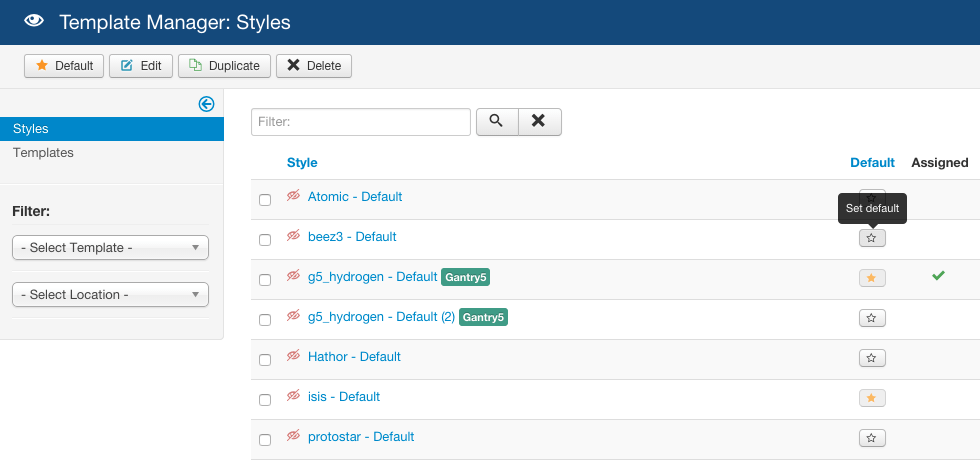 Setting Another Theme as Default
